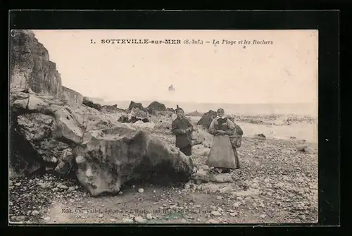 AK Sotteville-sur-Mer, La Plage et les Rochers