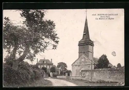AK Rouvray-Catillon, La Mairie et l`Eglise