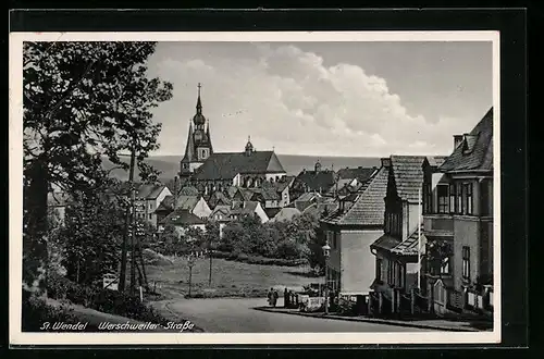 AK St. Wendel, Werschweiler-Strasse mit Bäumen