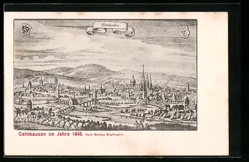 AK Gelnhausen, Totalansicht nach Merian 1645