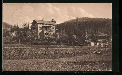 AK Manebach, Blick auf das Kurhotel von Oskar Franz