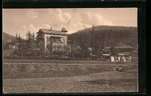 AK Manebach, Blick auf das Kurhotel von Oskar Franz