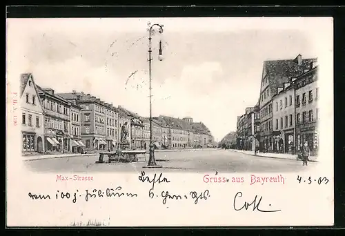 AK Bayreuth, Max-Strasse, Ortspartie