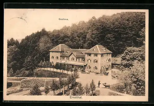 AK Ernstthal, Gasthaus-Pension zum Prinzen Ernst / Post mit Umgebung aus der Vogelschau