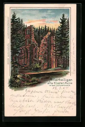 Künstler-AK Allerheiligen / Schwarzwald, Alte Klosterruine
