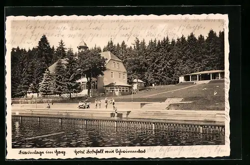 AK Braunlage /Harz, Hotel Bodefall mit Schwimmbad und Pavillon