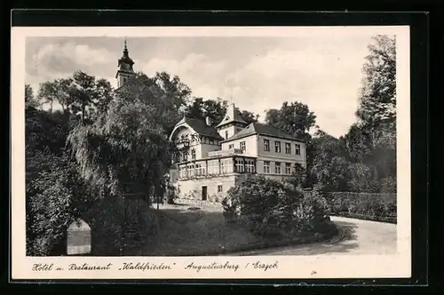 AK Augustusburg /Erzgeb., Hotel-Restaurant Waldfrieden P. Herold, mit Zufahrt