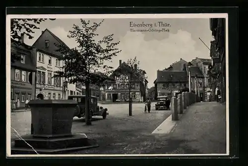 AK Eisenberg /Th., Hermann-Göring-Platz mit Gasthaus zum schwarzen Ross