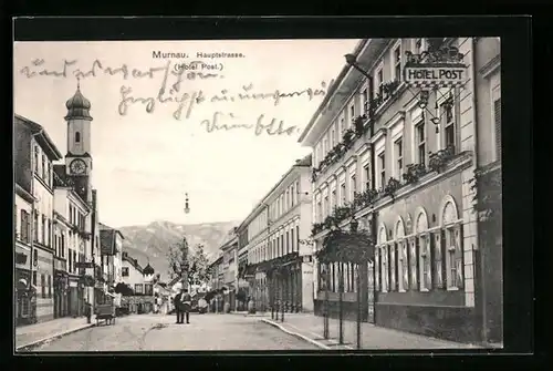 AK Murnau, Hotel Post an der Hauptstrasse