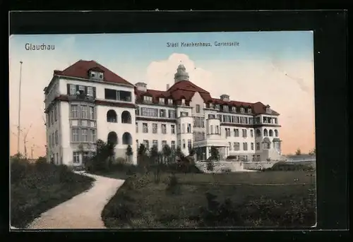 AK Glauchau, Städtisches Krankenhaus, Gartenseite