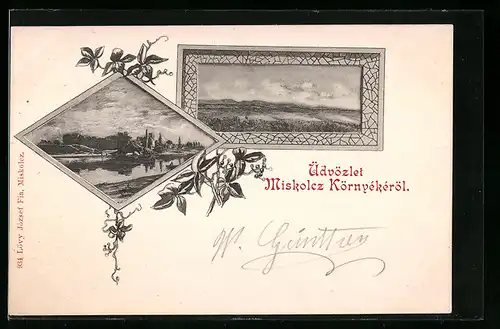 AK Miskolcz Környéké, Panoramablick auf den Ort