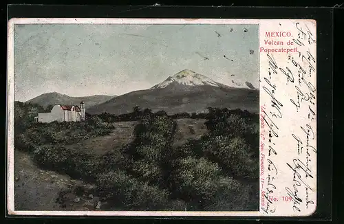 AK Popocatepetl, Blick auf den Vulkan