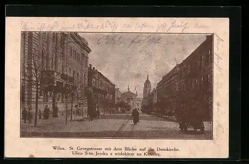 AK Wilna, St. Georgstrasse mit Blick auf die Domkirche