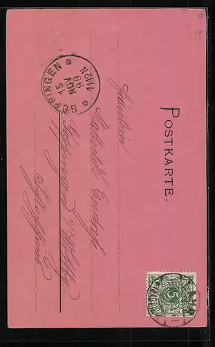 Präge-AK Kleine weisse Maus in der oberen Bildecke