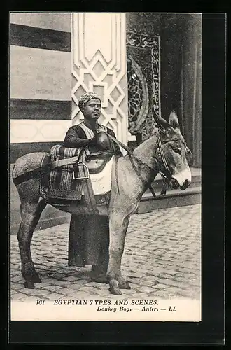 AK Ägypten, Ägypter mit Esel auf einer Strasse
