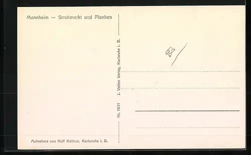 AK Mannheim, Strohmarkt und Planken, Strassenbahn