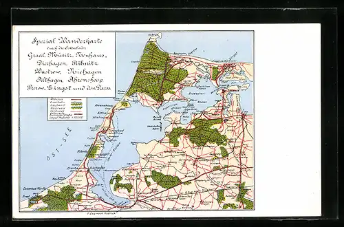 AK Zingst, Landkarte von Rügen und Umgebung