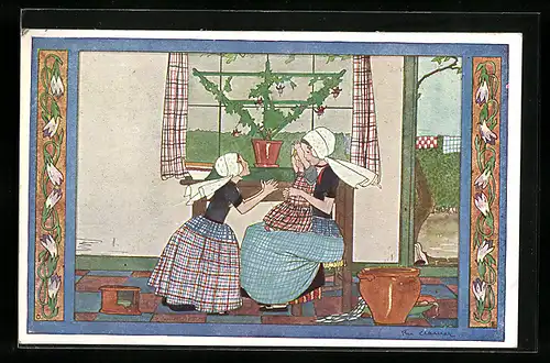 Künstler-AK Rie Cramer: Kinderdeuntjes uit Groetmoeders tijd, Draai het Wieltje...