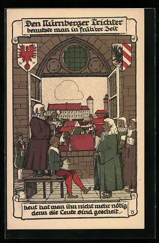 Steindruck-AK Nürnberg, Der Nürnberger Trichter