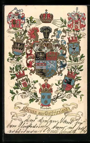 AK Gruss aus Ostfriesland, Stadtwappen