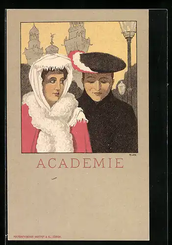 AK Academie, Student mit Frau, studentische Szene