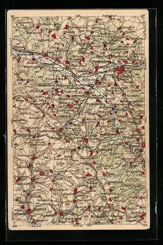 AK Kulmbach, Landkarte der Umgebung, Wona-Karte 1008