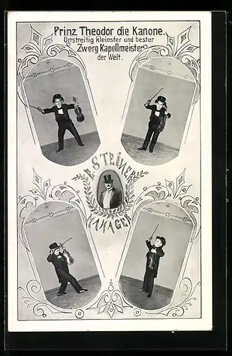 AK Prinz Theodor die Kanone, kleinster und bester Zwergkapellmeister der Welt