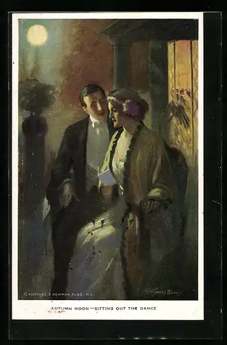 Künstler-AK Alfred James Dewey: Sitting out the Dance, Verliebtes Paar im Mondschein