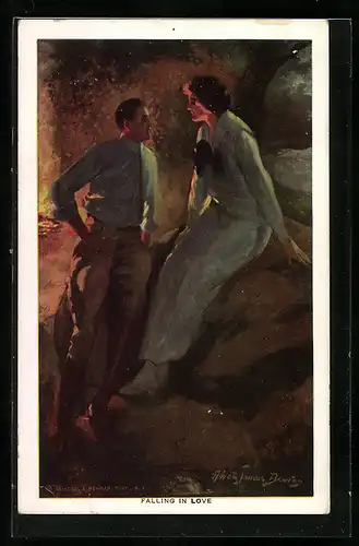 Künstler-AK Alfred James Dewey: Verliebtes Paar schaut sich in die Augen