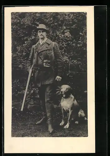 AK Jäger mit Gewehr und Jagdhund