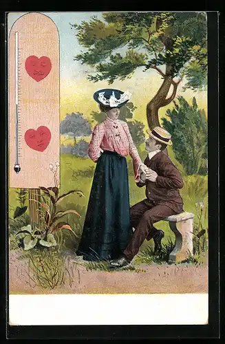 Künstler-AK Verliebtes Paar, Barometer