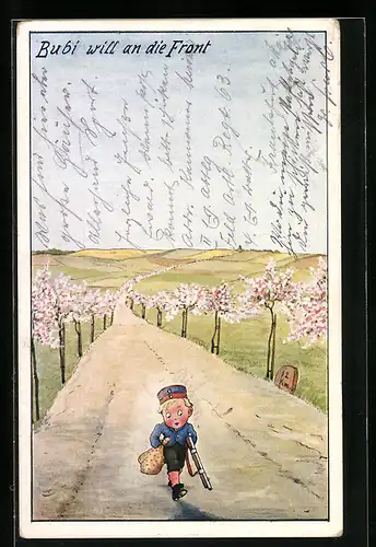 Künstler-AK Carl Diehl unsign.: Bubi will an die Front
