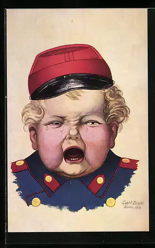 Künstler-AK Carl Diehl: Schreiendes Kind in französischer Uniform