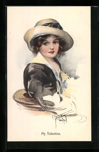 Künstler-AK Court Barber: Fräulein mit Hut