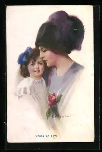 Künstler-AK Court Barber: Words of Love, Mutter und Kind