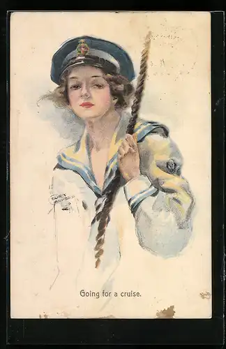 Künstler-AK Court Barber: Going for a cruise, Matrosin in Uniform
