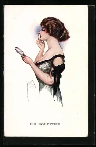 Künstler-AK Court Barber: Frau pudert sich