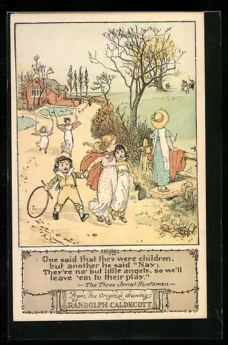 Künstler-AK Randolph Caldecott: Kinder gehen zusammen spazieren