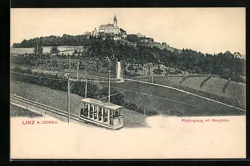 AK Linz a. Donau, Pöstlingberg mit Bergbahn