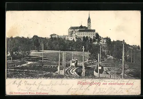 AK Pöstlingberg, Panorama mit elektrischer Bahn