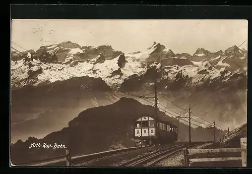 AK Rigi-Kulm, Partie der Arth-Rigi-Bergbahn