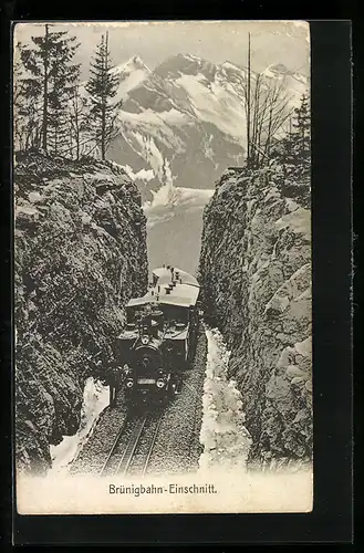 AK Brüningbahn-Einschnitt mit Dampfzug