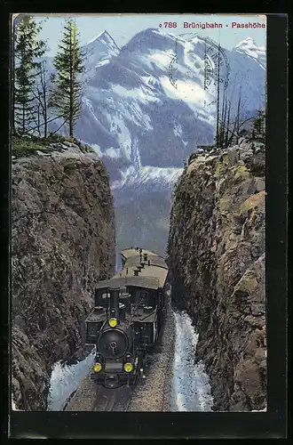 AK Passhöhe mit Brünigbahn