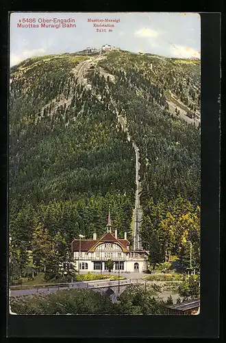 AK Muottas Muraigl Bahn mit Blick auf Tal- und Bergstation