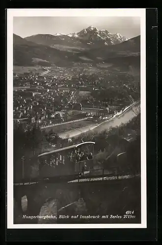 AK Hungerburg-Bergbahn, Blick auf Innsbruck mit Serles