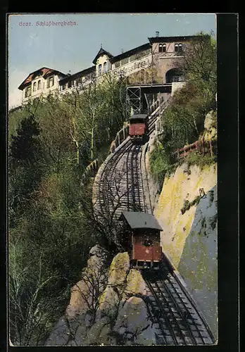 AK Graz, Blick auf die Schlossbergbahn