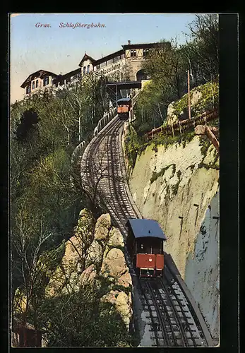 AK Graz, Schlossbergbahn und Restaurant Schlossberg