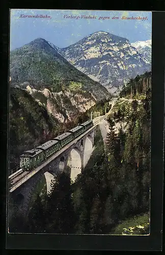 AK Karwendelbahn, Vorberg-Viadukt gegen den Rauchenkopf