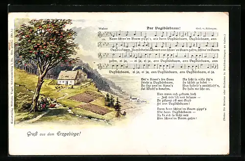 AK Liedkarte Der Duglbärbaam, Gruss aus dem Erzgebirge