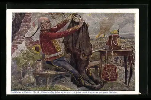 Künstler-AK Hans Baluschek: Alter Veteran mit seinem abgenutzten Mantel